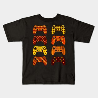 Game Controllers Pattern Thanksgiving Funny Gamer Boys Girls Kids T-Shirt